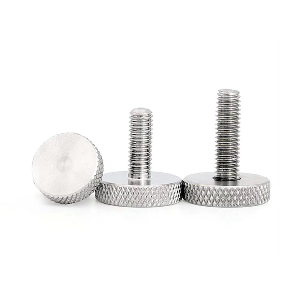 1/5pc M3 M4 M5 M6 M8 M10 GB835 304 A2-70 Acier inoxydable moleté à tête plate Serrer à la main Mur-rideau Verre Vis à oreilles Boulon DIN653 