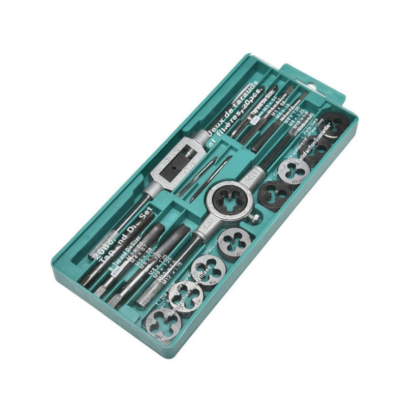 12/20PCS Tap and Die Set Metric Wrench Cut M3-M12 Hand Threading Tool Tungsten Carbide Tap Die Screw Thread Making Tool Bit Set