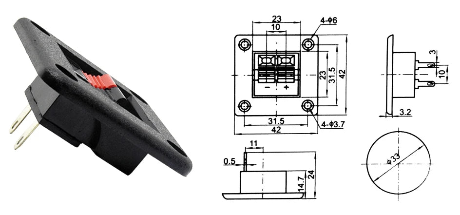 2pcs 6pcs 10pcs 2 3 4 Positions Connector Terminal Push In Jack Load Spring 4 Poles Audio Speaker Terminals Plug Socket Clip