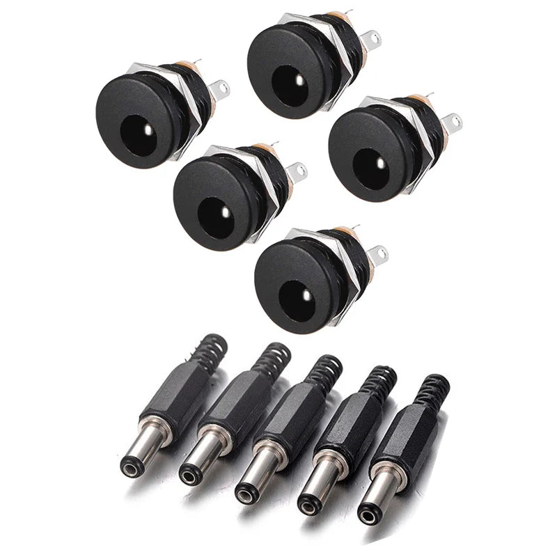 10 STÜCKE DC Stromanschluss pin 2,5x5,5mm Buchse + Stecker Buchse Adapter PCB Mount DIY Adapter Stecker 5,5x2,5 