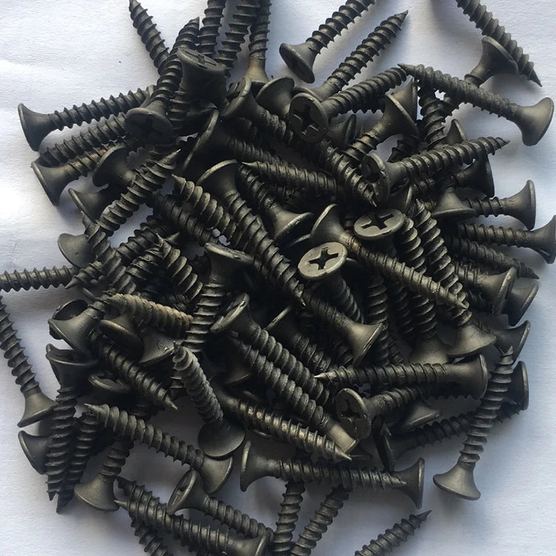 50Pcs M3.5 Phillips Flat Head Cross Recessed Thread Drywall Screws Ash Phosphorus Countersunk Self-Tapping Wood Screw Bolt