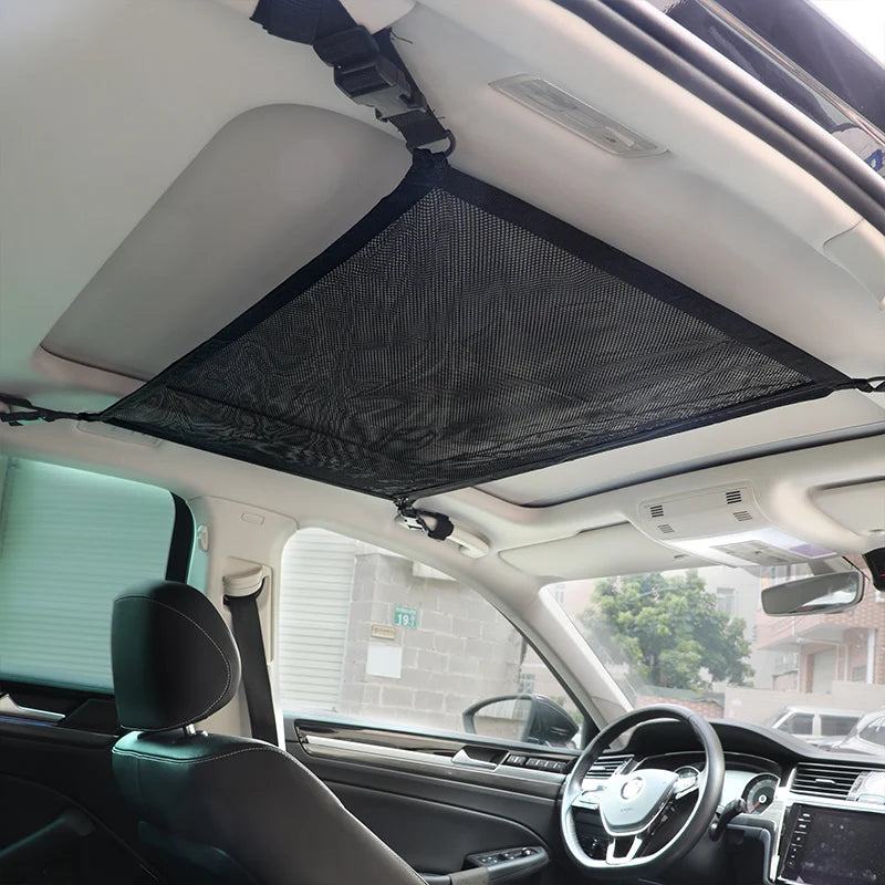 Filet de rangement de plafond de voiture SUV, sac de toit de voiture, filet de chargement intérieur, sac en maille respirante, rangement automatique, accessoires d'intérieur