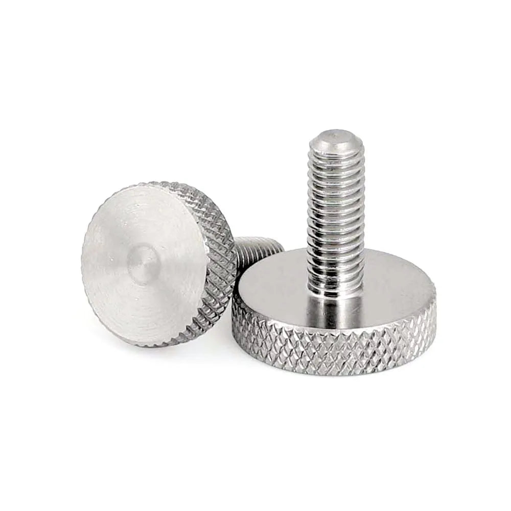 1/5pc M3 M4 M5 M6 M8 M10 GB835 304 A2-70 Acier inoxydable moleté à tête plate Serrer à la main Mur-rideau Verre Vis à oreilles Boulon DIN653 