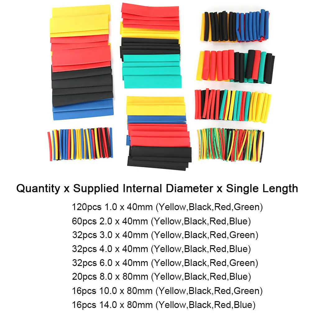 127/164PCS Assorted Electrical Wire Terminals Insulated Crimp Connector Spade Ring Set Heat Shrink Sleeving Tube Wire