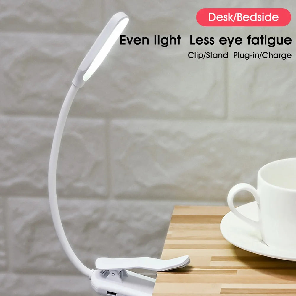 Rechargeable Book Light Mini 7 LED Reading Light 3-Level Warm Cool White Flexible Easy Clip Lamp Read Night Reading Lamp in Bed