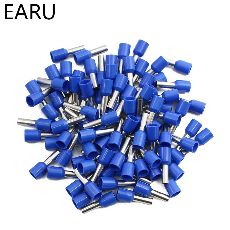 1000pcs/Pack E0508 E7508 E1008 E1508 E2508 Insulated Ferrules Terminal Block Cord End Wire Connector Electrical Crimp Terminator