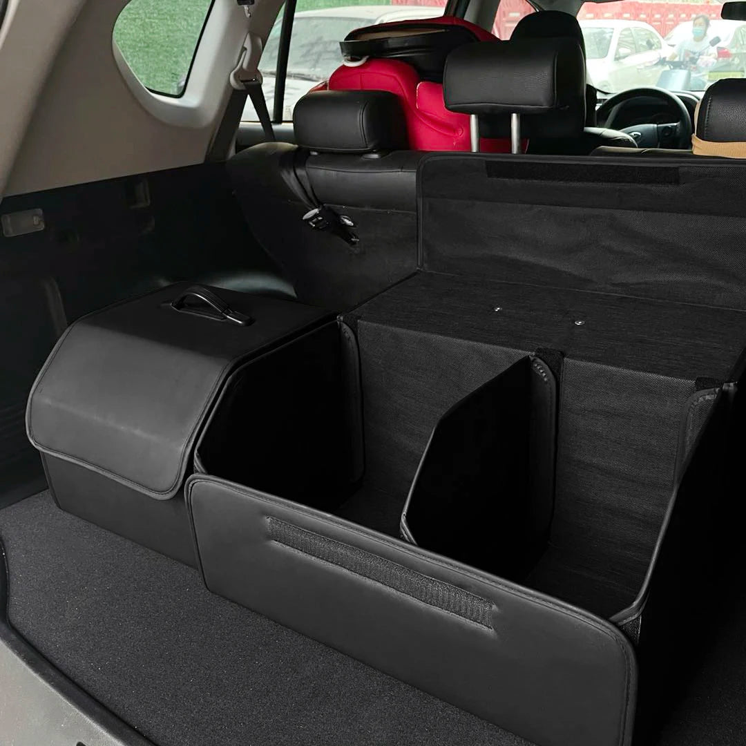 Boîtes de rangement pour voiture Boîte de rangement automatique pliable Sac de coffre étanche en cuir PU Grande capacité Multicolore SUV Voitures Rangement Rangement 