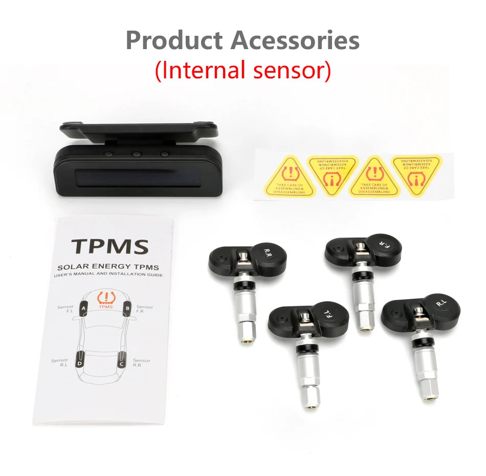 Système de surveillance de la pression des pneus TPMS de voiture intelligente, horloge numérique solaire, écran LCD, système d'alarme de sécurité de la pression des pneus de voiture 