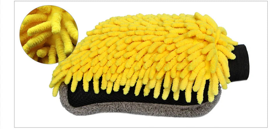 1PCS Waterproof Car Wash Microfiber Chenille Gloves Thick Car Cleaning Mitt Wax Detailing Brush Auto Care Double-faced Glove