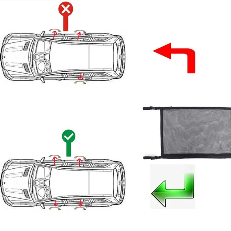 Filet de rangement de plafond de voiture SUV, sac de toit de voiture, filet de chargement intérieur, sac en maille respirante, rangement automatique, accessoires d'intérieur