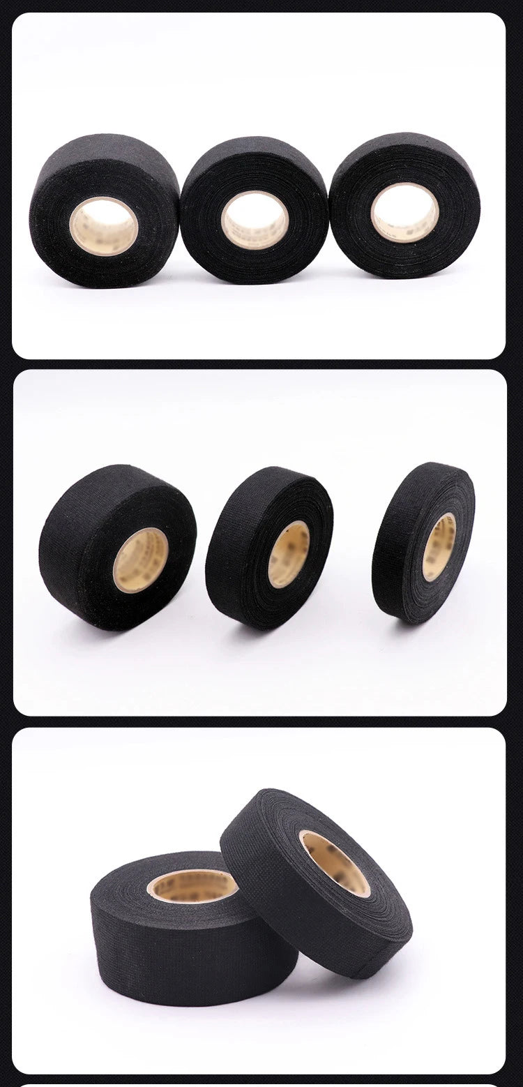 15 Meter Heat-resistant Flame Retardant Tape Adhesive Cloth Tape For Car Cable Harness Wiring Loom Protection  Width 9/19/25MM