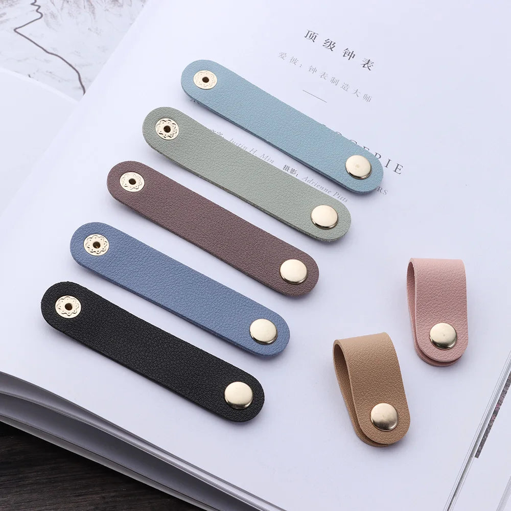 Leather Charger Protector Desktop Storage Clips Holder Cable Winder Tie Cable Management Cord Organizer Earphone Accessories