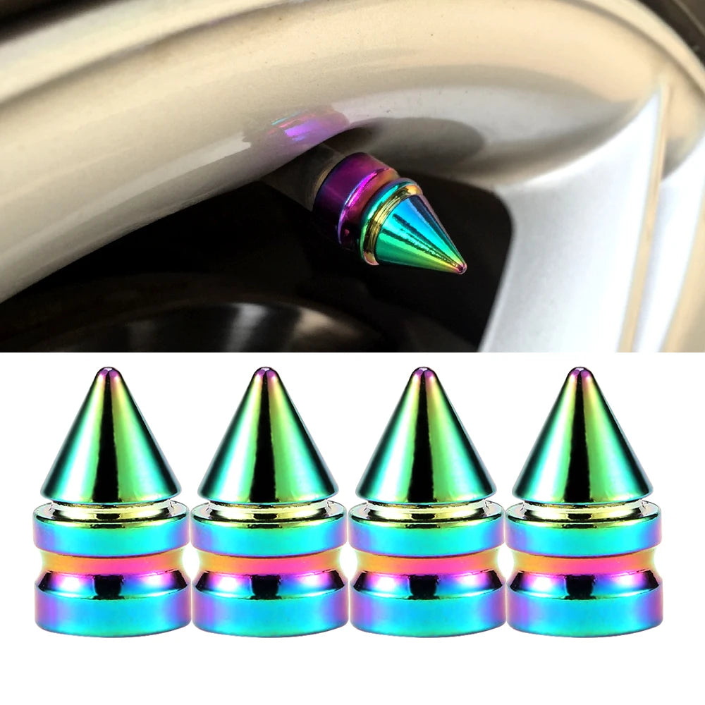 AUTCOAT 4Pcs/Set Multicolor Tire Valve Stem Caps, Universal Stem Covers for Cars, SUVs, Bike and Bicycle, Trucks, Motorcycles