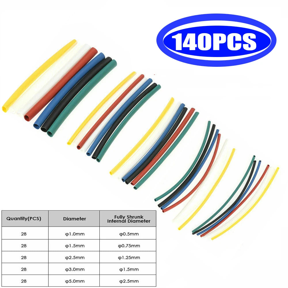 127/164PCS Assorted Electrical Wire Terminals Insulated Crimp Connector Spade Ring Set Heat Shrink Sleeving Tube Wire