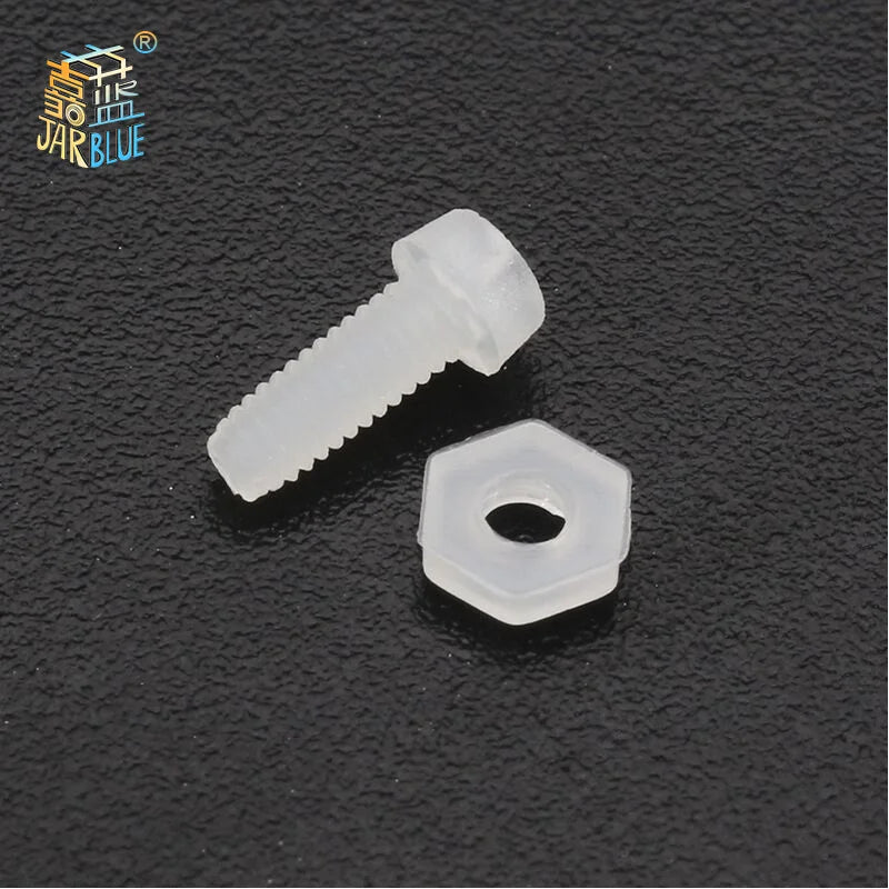 200Pcs/set M2 M2.5 M3 M4 Black/White Hex Nylon Standoff Spacer Column Flat Head Nylon Plastic Spacing Screws Nuts