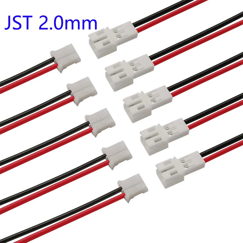 10/5/2 Pairs Small Mini JST 1.25mm PH2.0 XH2.54 2 Pin Male Female Plug Jack Connector Cable JST 1.25/2.0/2.54 2P Electronic Wire