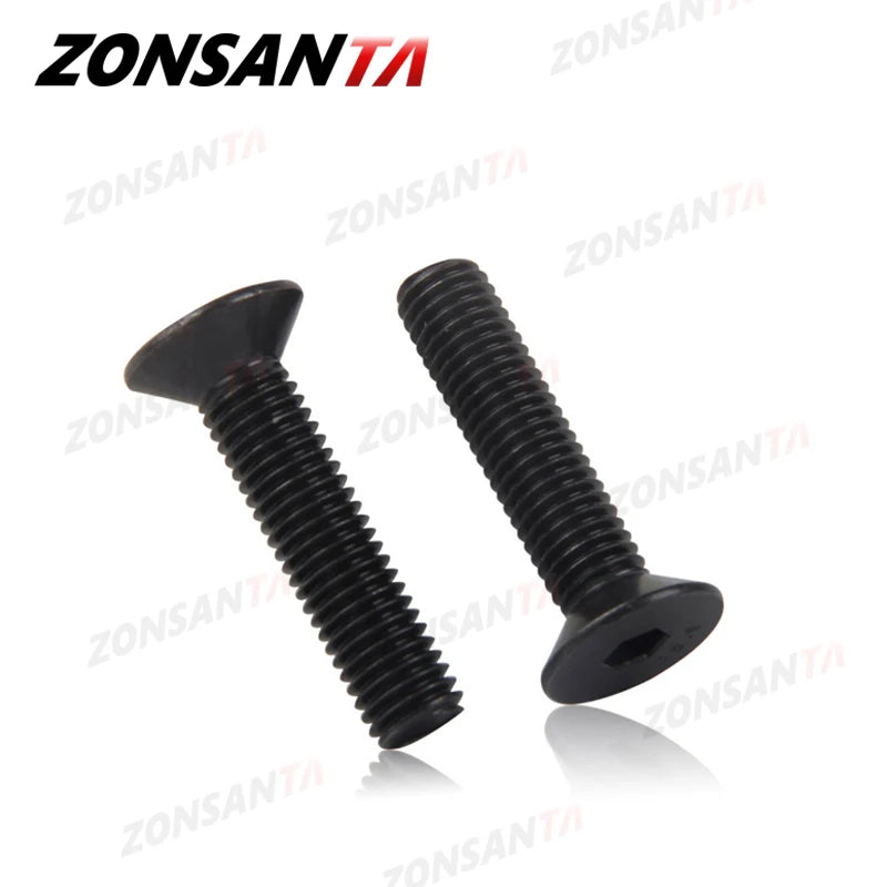 ZONSANTA M2 M2.5 M3 M4 M5 M6 Din7991 Boulon en acier au carbone DIY Vis à tête fraisée à six pans creux à tête plate Vis pour meubles noires 