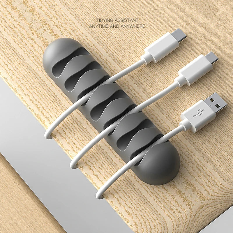 Support de câble intelligent Enrouleur de câble flexible en silicone Support d'organisateur de fil Clip de gestion de cordon pour câble réseau d'écouteurs USB 