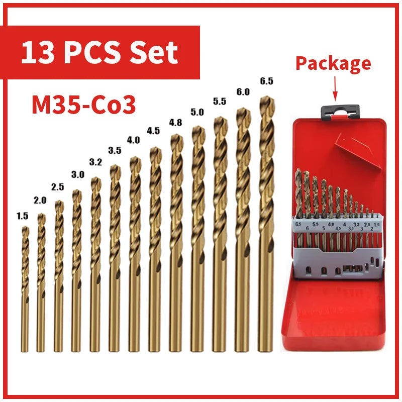 Cobalt High Speed Steel Twist Drill Bit M35 Stainless Steel Tool Set Of Drills Accessories For Metal Stainless Steel Drilling