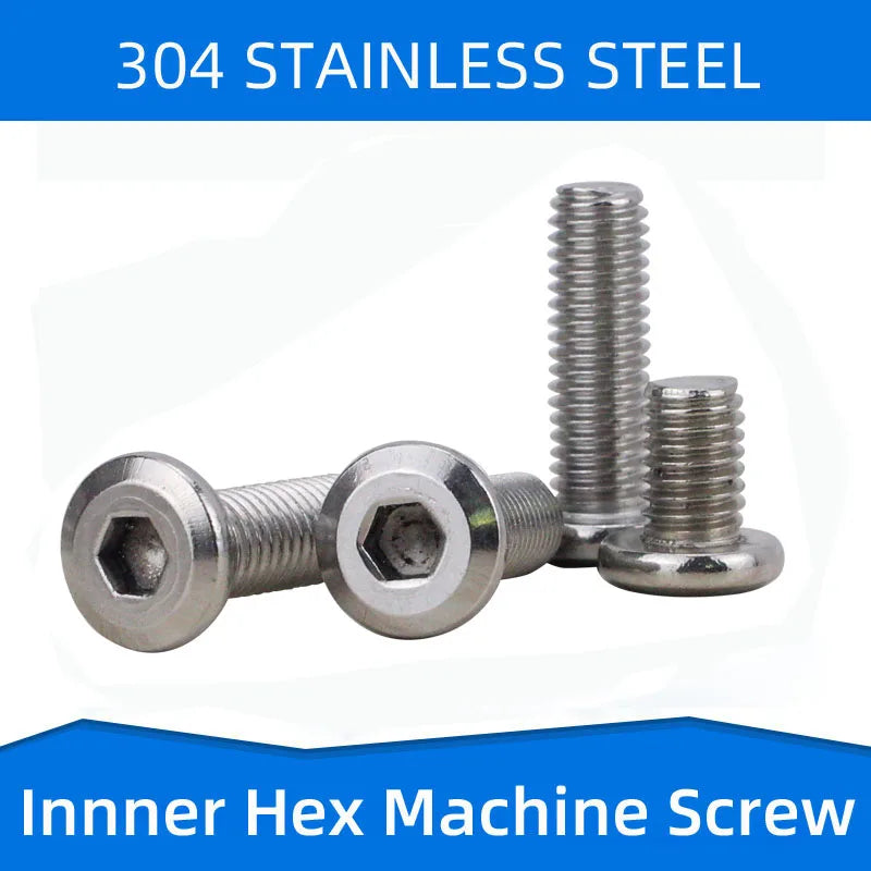 304 Stainless Steel  Inner Hex Screws Flat Bevel Hexagon Socket Machine Screw  Bolt Fastening Nail  M4 M5 M6 M8 M10