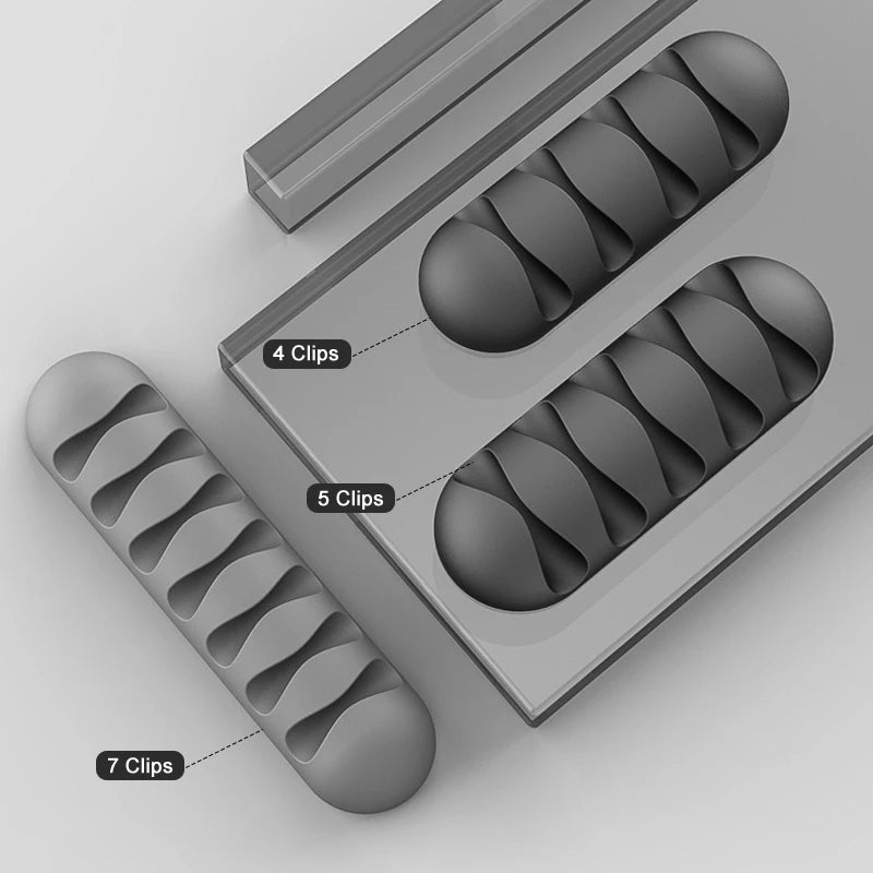 Support de câble intelligent Enrouleur de câble flexible en silicone Support d'organisateur de fil Clip de gestion de cordon pour câble réseau d'écouteurs USB 