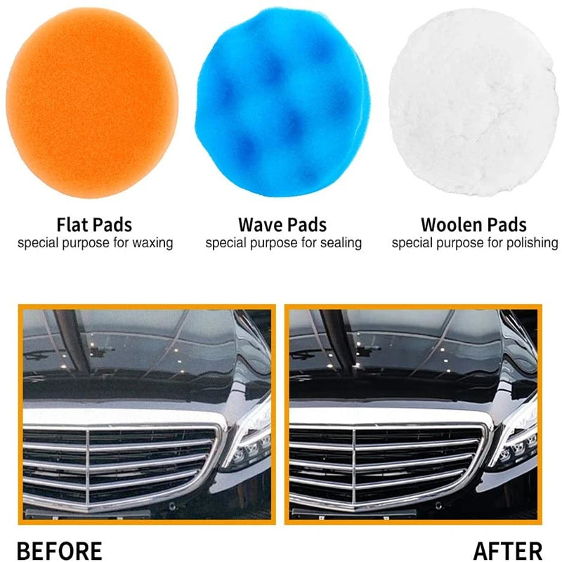 Car Polishing Sponge Pads Kit Foam Pad Buffer Kit Polishing Machine Wax Pads for Auto Motorcycle motor vehicle Removes Scratches