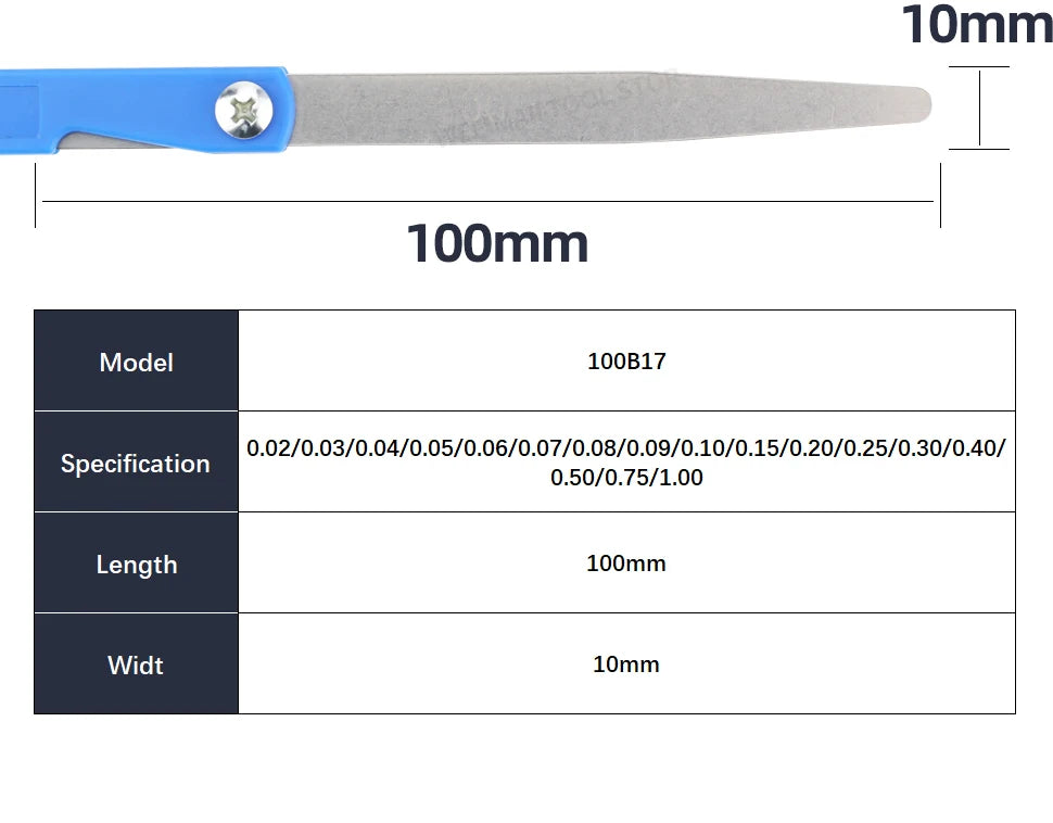 100B17 Feeler Gauge Metric Size 0.02-1mm Thickness Gauge Set Valves Foliage of Valves Spark Plug Gap For Measurement Probe Gap