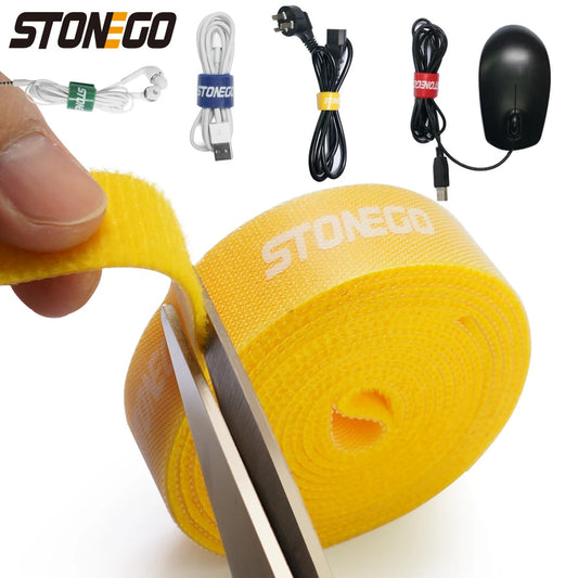 STONEGO USB Cable Winder Cable Organizer Ties Mouse Wire Earphone Holder HDMI Cord Free Cut Management Phone Hoop Tape Protector