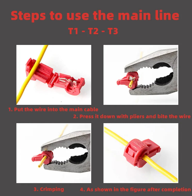 20pcs red T-shaped terminal blocks, wire and cable connection clamps, quick and non-stripping plugs, cable connectors Home