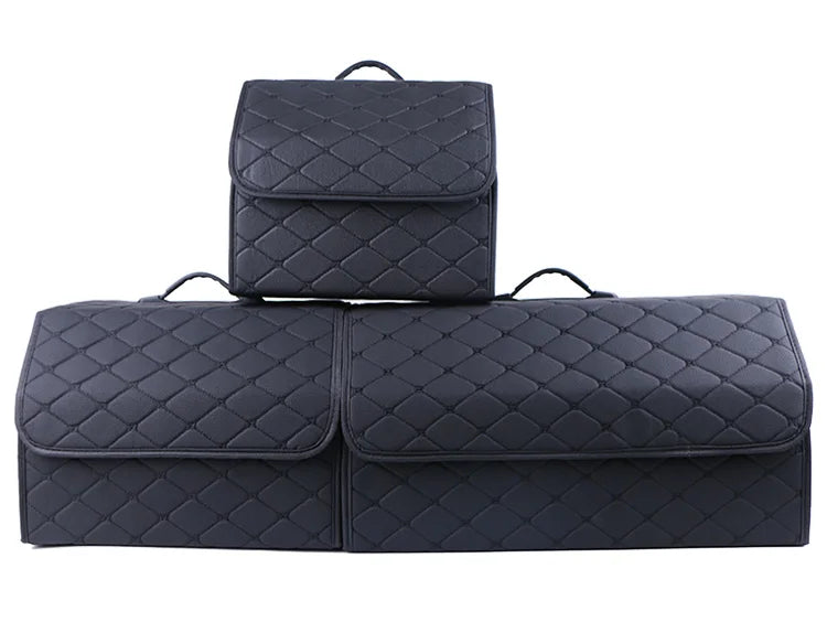 Car Trunk Organizer Box Large Capacity Auto Multiuse Tools Storage Bag Stowing Tidying Leather Folding For Emergency Storage Box