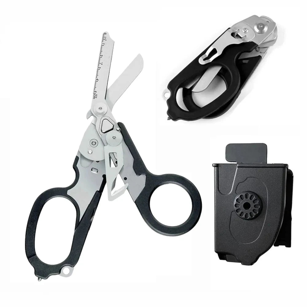 Multifunction Scissors First Aid Expert Tactical Folding Scissors Outdoor Survival Tool Combination Gadget