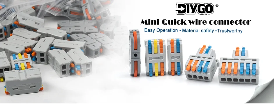 Quick Electrical Connectors Universal Compact Push-in Conductor SPL Splitter Wiring Cable Connector Butt Terminal Block AWG28-12