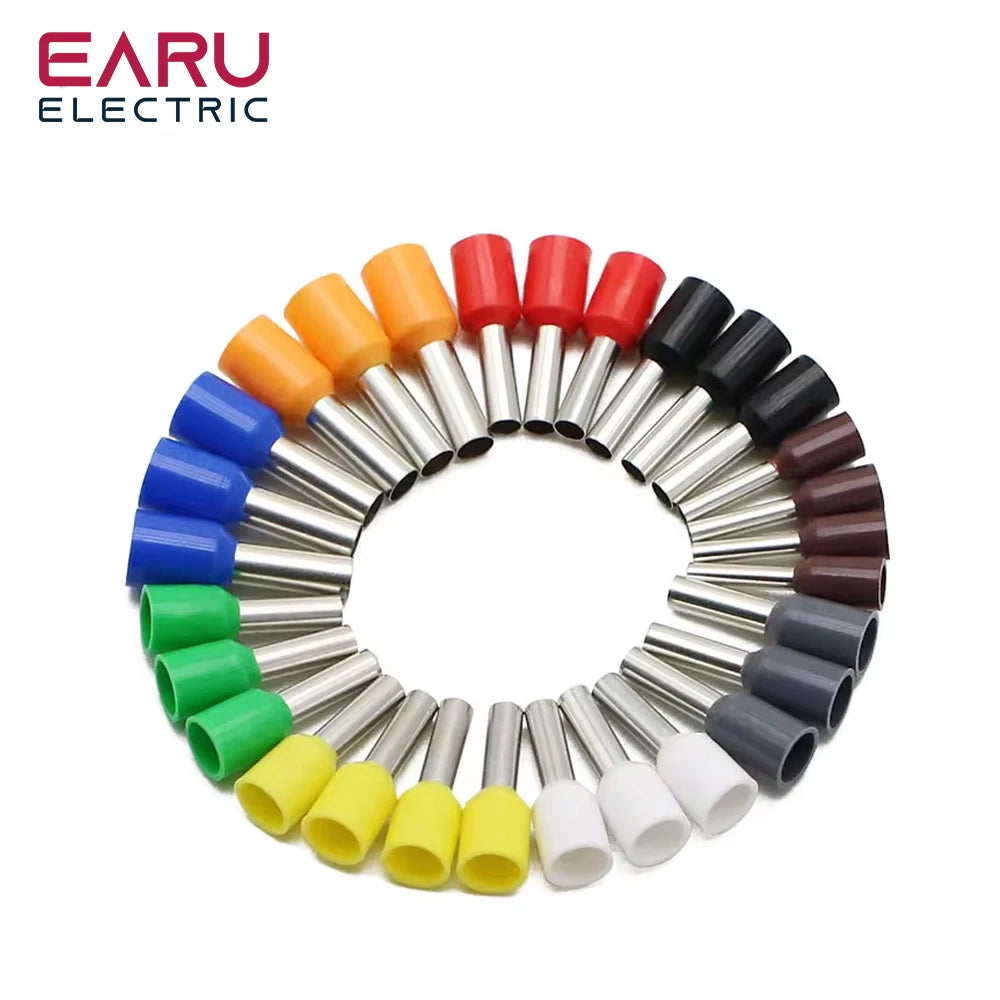 1000pcs/Pack E0508 E7508 E1008 E1508 E2508 Insulated Ferrules Terminal Block Cord End Wire Connector Electrical Crimp Terminator