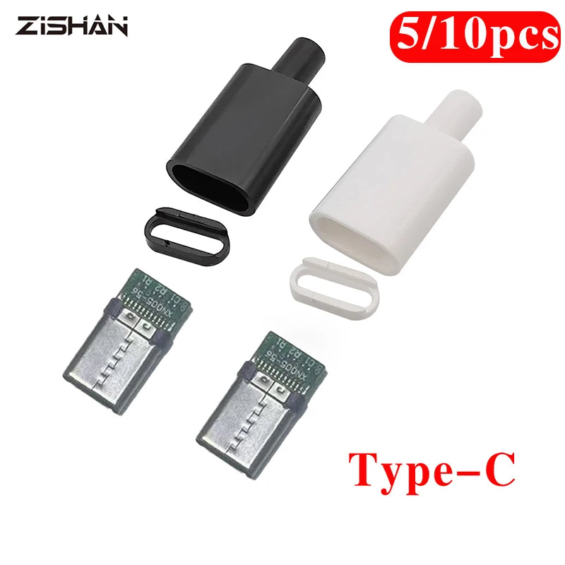 5Pcs TYPE C USB 3.1 24 Pin Male Plug Welding Connector Adapter with Housing Type-C Charging Plugs Data Cable Accessories Repair