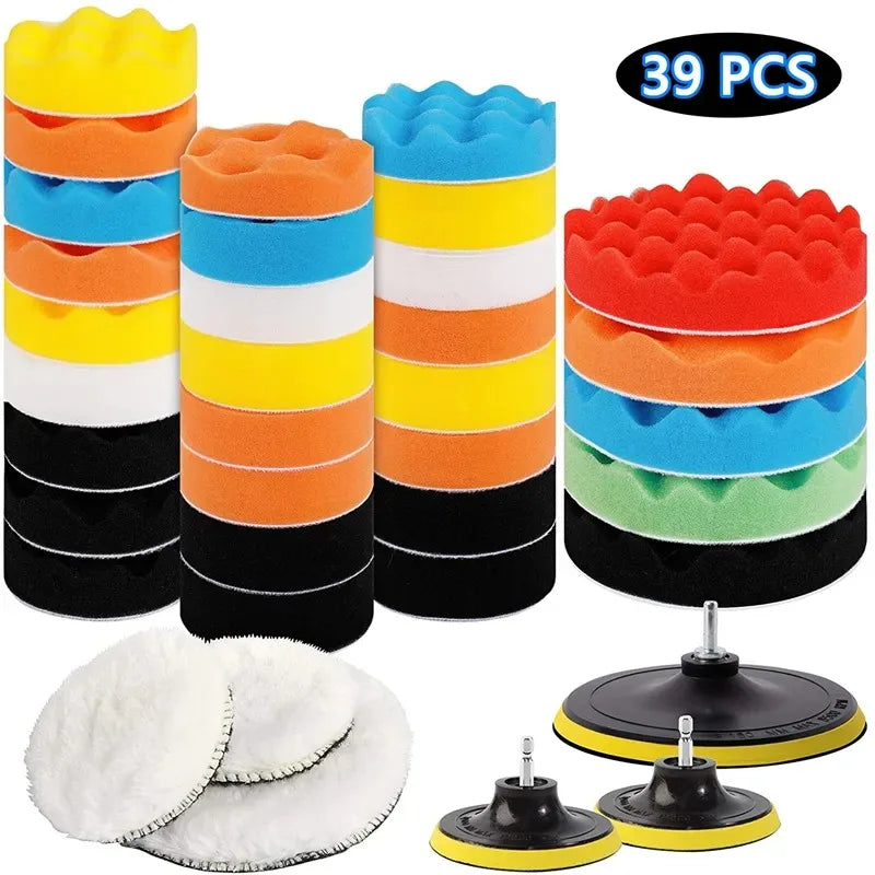 39PCS Car Polishing Sponge Pad Kit Foam Pad Buffer Car Waxing Motorcycle Polishing Wax Pad Remove Scratches