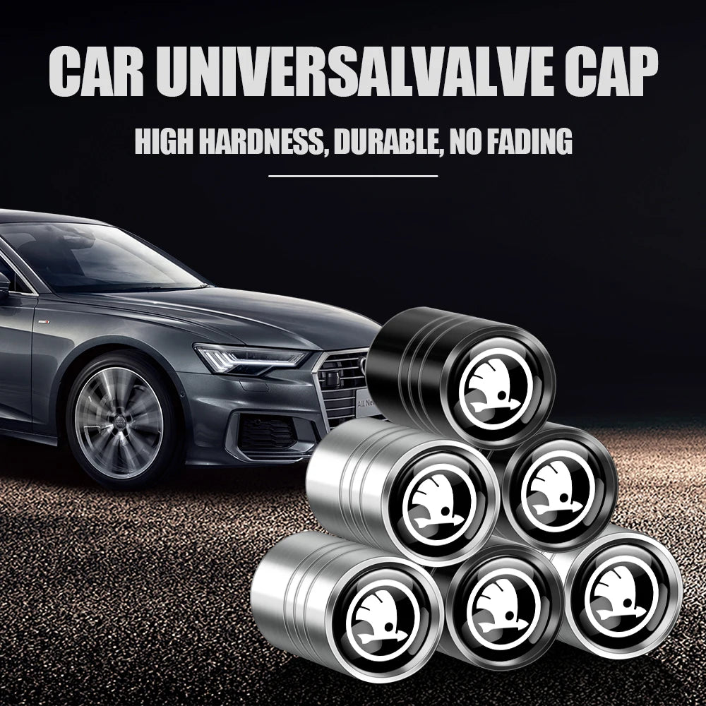 4pcs Metal Car Wheel Tire Valve Caps Stem Case Covers Accessories For Skoda S Kodiaq Octavia 2 3 Yeti Karoq Rapid Fabia VII A5