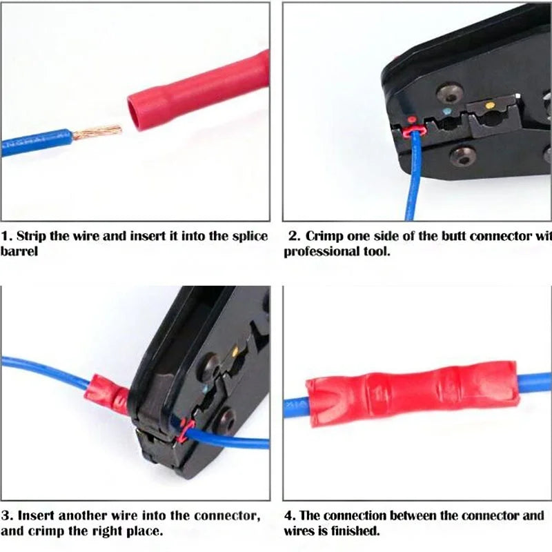 Assortiment de connecteurs bout à bout isolés à sertir pour câbles électriques BV1.25 BV2.5 BV5.5 Accessoires de voiture 