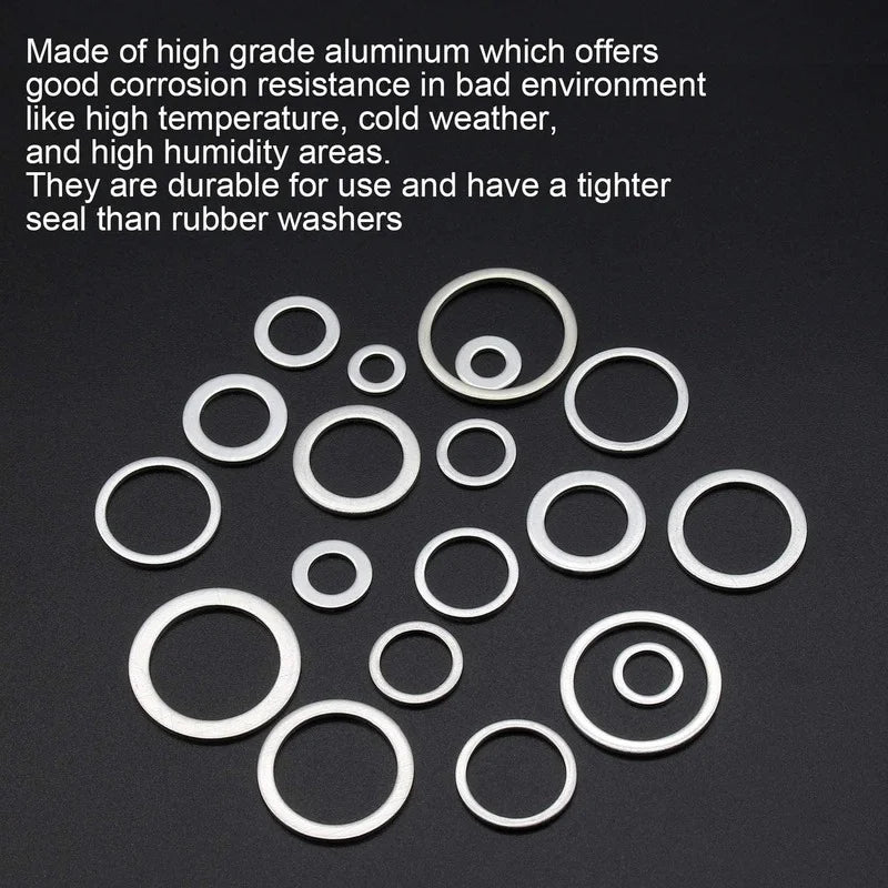 200/320/360/450/540pcs Box Set Washer Automotive Metric Oil Drain Plug Gaskets Aluminum Flat Washer Combination Fasteners Kit - ToolFlx