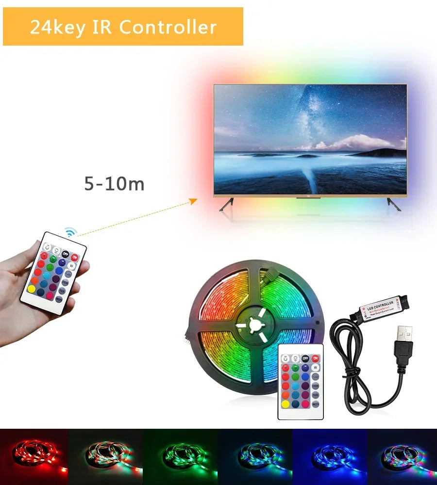 5V USB-LED-Leuchten für Zimmer 5050 RGB-LED-Streifen 5 10 Meter Diodenband Gamer Dekoration Eis-String-Bar-Beleuchtung Klebstoff LED-Band 