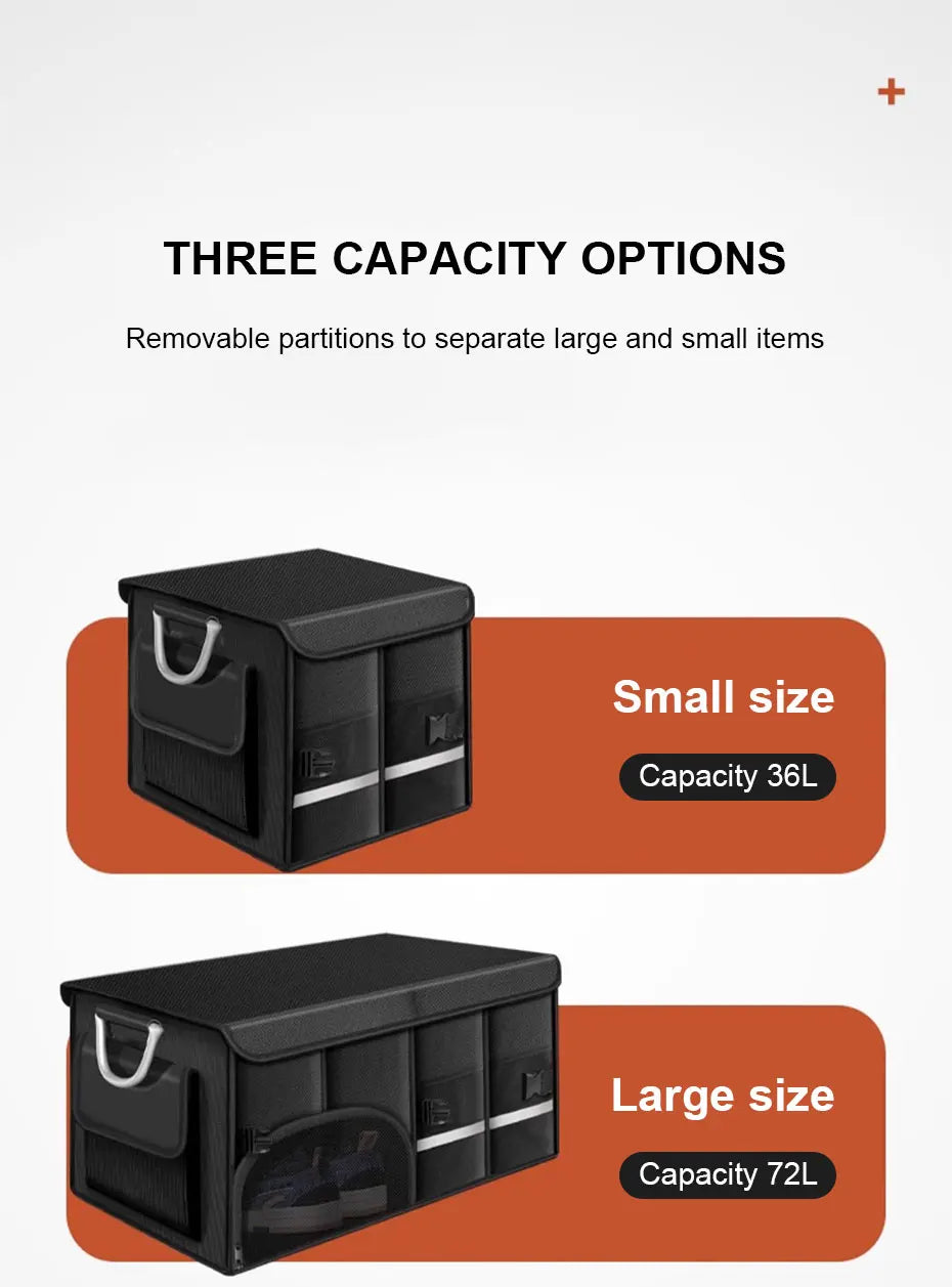 SEAMETAL Large Capacity Car Trunk Organizer 36L/72L/110L Foldable Car Storage Box Waterproof Storage Bag for Fishing Camping