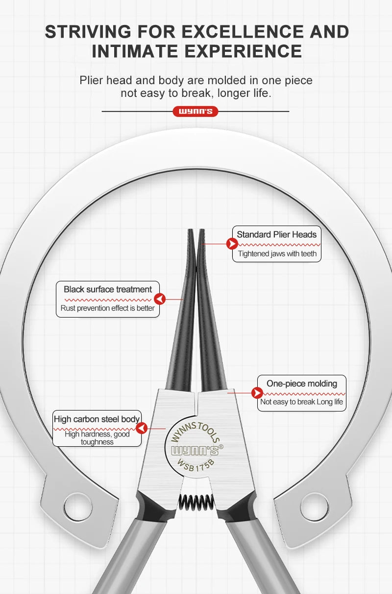 WYNN'S 5/7/9/13 inch Snap Ring Pliers Set Lock Ring Circlip Pliers for Removing Installing Puller Locking Rings Shafts Hand Tool