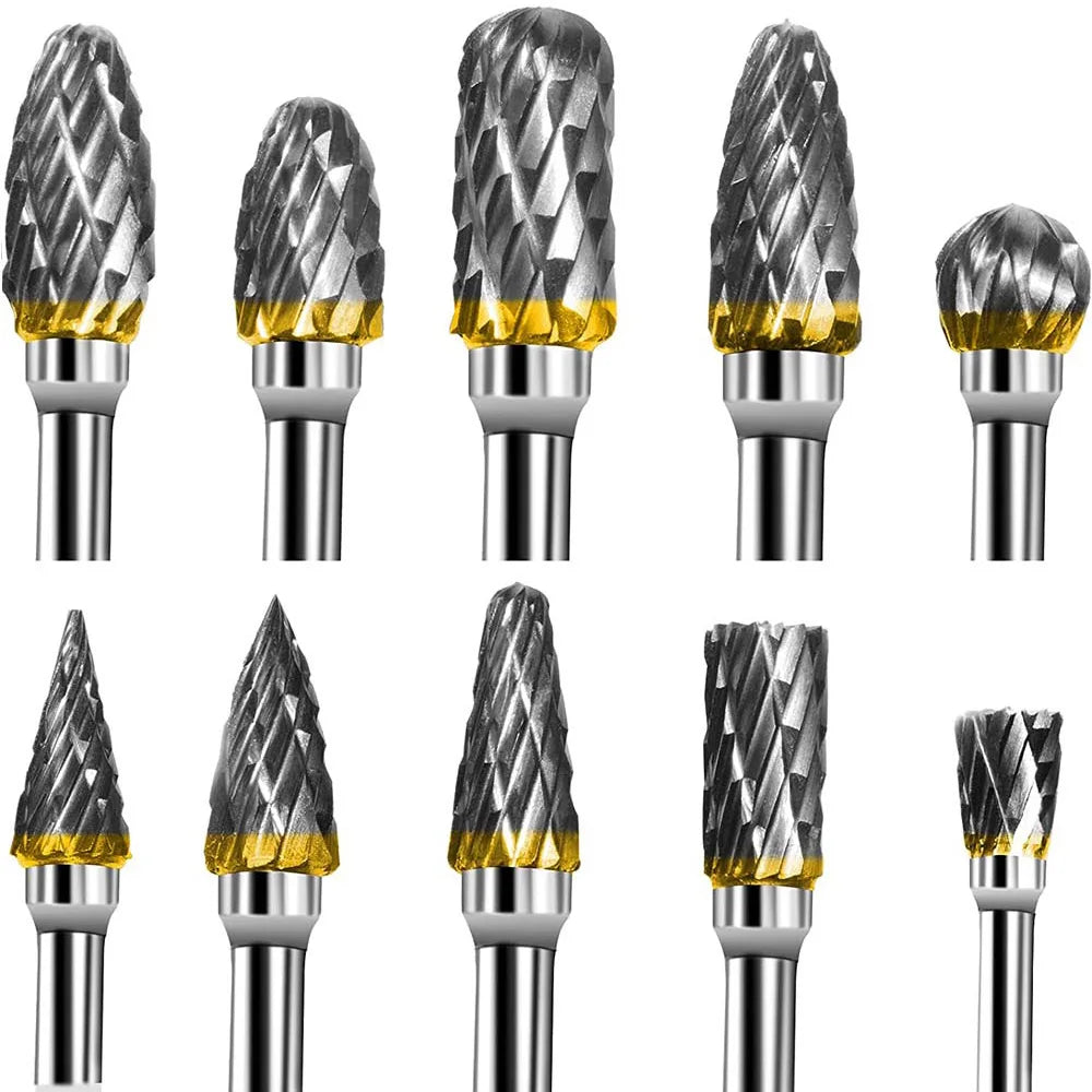 10 pcs 3mm Shank Tungsten Steel Milling Cutter Burr Diamond Cut Rotary Dremel Tools Electric Grinding Rotary Tool