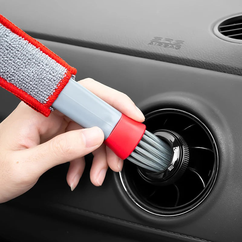 Car Wash Double Head Brushes Air Vent Cleaning Conditioner Grille Duster Wipe Auto Detailing Cleaner Car Interior Cleaning Tools