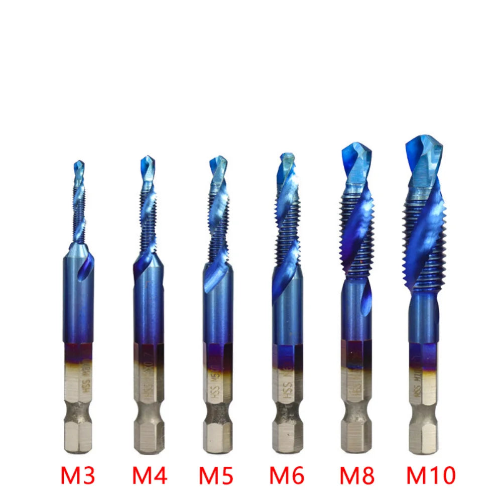 Hotselling Titanium Plated Hex Shank HSS Screw Thread Metric Tap Drill Bits Screw Machine Compound M3 M4 M5 M6 M8 M10 Hand Tools