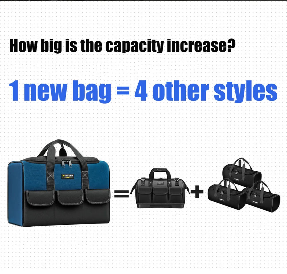 New Tool Bag With 30% More Capacity Waterproof Multi Pockets Tool Organizer Tool Pouch for Electrician Tools