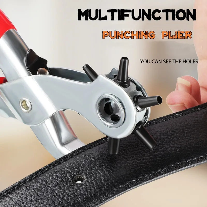 Multi-function Leather Belt Hole Punch Plier Useful Round Hole Punching Machine Watchband Strap Leathercraft Household Hand Tool