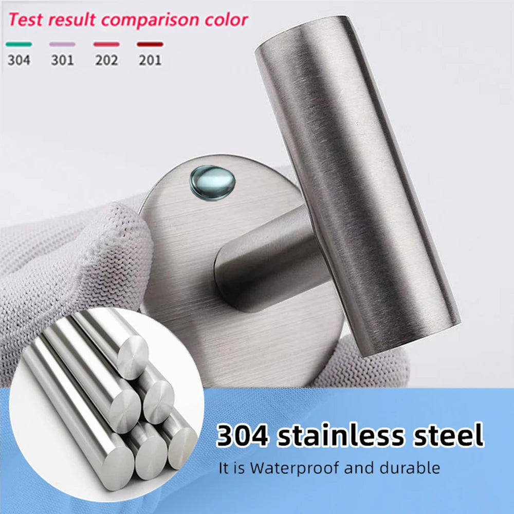 1/2PCS Adhesive Wall Hook Stainless Steel Robe Sticker Hooks Towel Coat Key Pants Hangers Bathroom Kitchen Storage Accessories