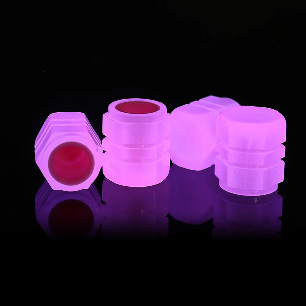 Car Pink Red Luminous Tire Valve Cap Motorcycle Bike Wheel Hub Glowing Valve Cover Tire Decoration Auto Styling Tyre Accessories