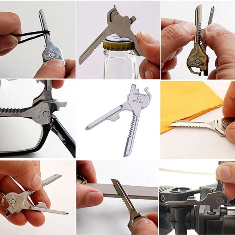 Mini knife unboxing knife ScrewdriverMulti Tool 6in1 Stainless Steel Utili-Key Key Ring Chain Pendant Pocket Cutter multitool