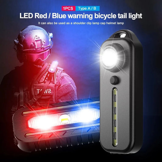 LED Rot Blau Vorsicht Notfall Polizei Licht mit Clip USB Aufladbare Schulter Blinkende Warnung Sicherheit Taschenlampe Fahrrad Rücklicht 